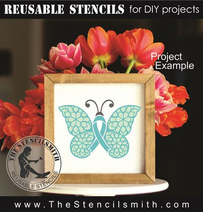 8864 awareness ribbon butterfly stencil - The Stencilsmith
