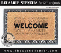 8901 welcome stacked stencil - The Stencilsmith