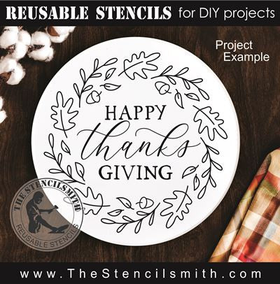 9129 Happy Thanksgiving wreath stencil - The Stencilsmith