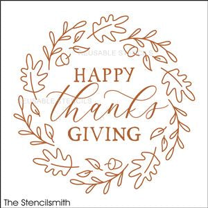 9129 Happy Thanksgiving wreath stencil - The Stencilsmith