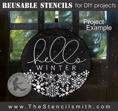9150 hello winter stencil - The Stencilsmith