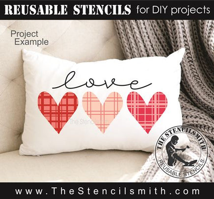 9274 Love (plaid hearts) Stencil - The Stencilsmith