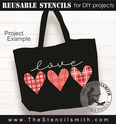 9274 Love (plaid hearts) Stencil - The Stencilsmith