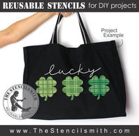 9291 Lucky (plaid shamrocks) Stencil - The Stencilsmith