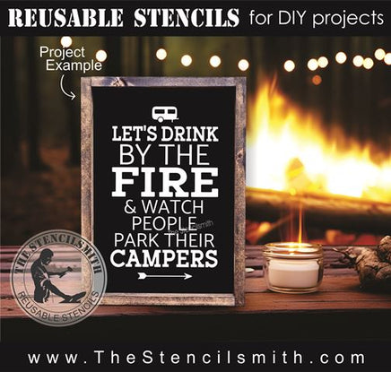 9345 Let's drink by the fire stencil - The Stencilsmith