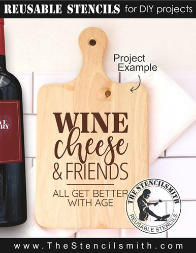 9384 Wine Cheese & Friends stencil - The Stencilsmith