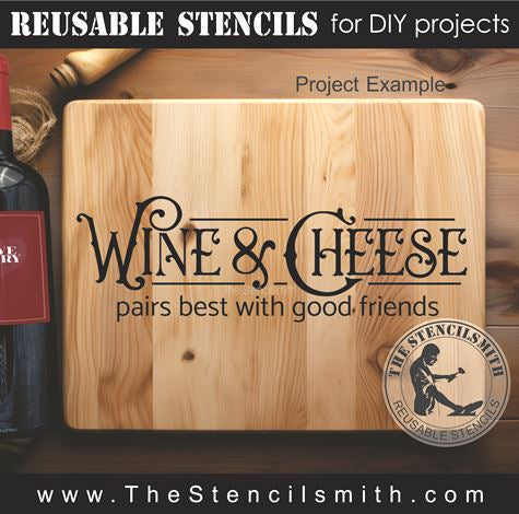 9385 Wine & Cheese pairs best stencil - The Stencilsmith
