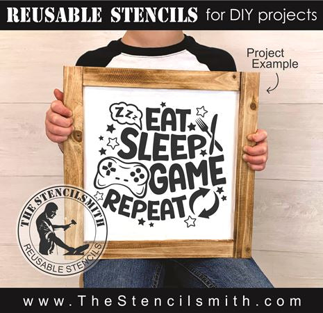 9410 eat sleep game repeat stencil - The Stencilsmith