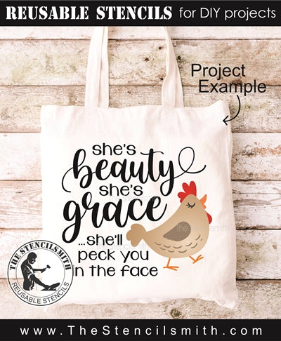 9437 she's beauty grace chicken stencil - The Stencilsmith