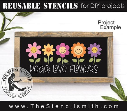 9478 Peace Love Flowers stencil - The Stencilsmith