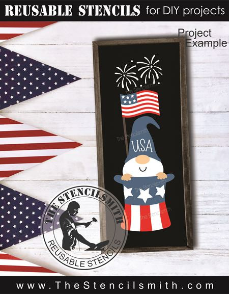 9483 USA Patriotic Gnome stencil - The Stencilsmith