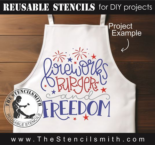 9494 Fireworks Burgers and Freedom stencil - The Stencilsmith