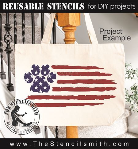 9497 Paw Print Flag Stencil - The Stencilsmith