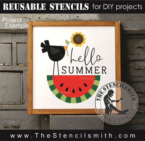 9532 Hello Summer Watermelon Crow Stencil - The Stencilsmith