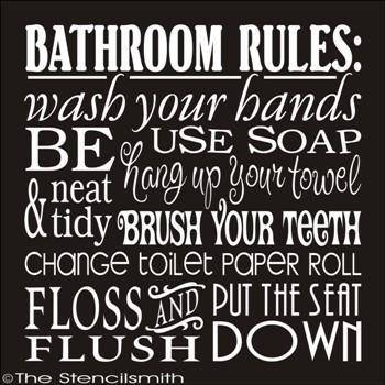 1592 - BATHROOM RULES stencil