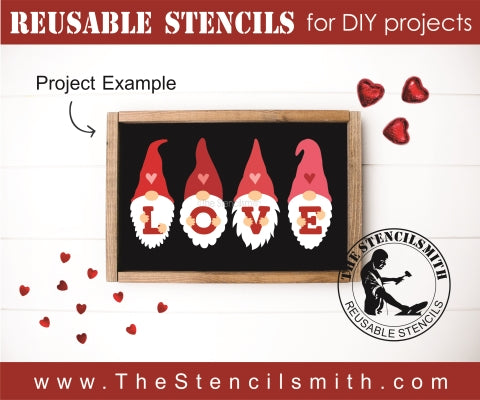 1pc Valentine Gnome Stencil Plastic PET Love Balloons Painting