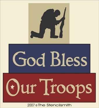 890 - God Bless Our Troops - BLOCKS - The Stencilsmith