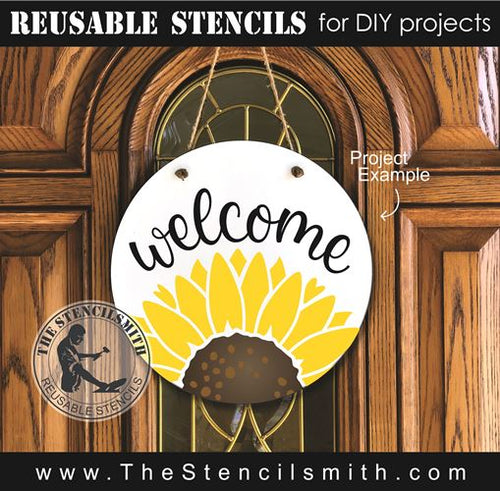 8883 welcome sunflower stencil - The Stencilsmith