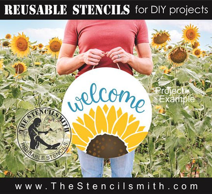 8883 welcome sunflower stencil - The Stencilsmith