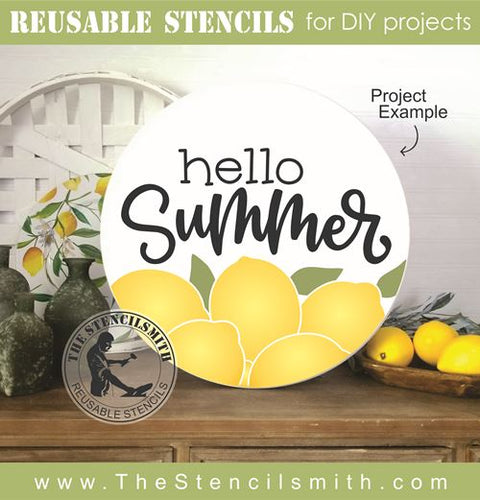 8887 hello summer lemon stencil - The Stencilsmith