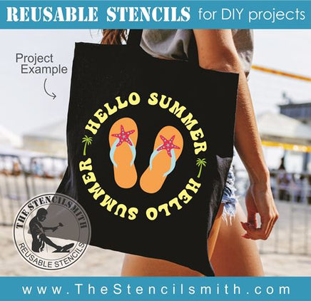 8930 Hello Summer flip flop stencil - The Stencilsmith