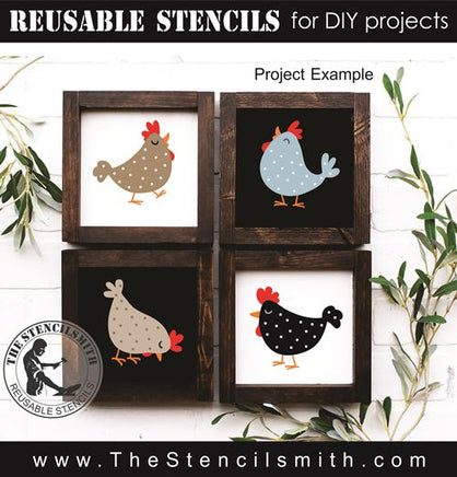 8935 polka dot chickens stencil - The Stencilsmith