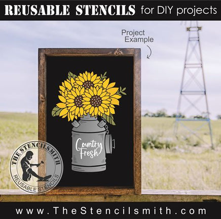 8992 Milk Can with Flowers Stencil - The Stencilsmith