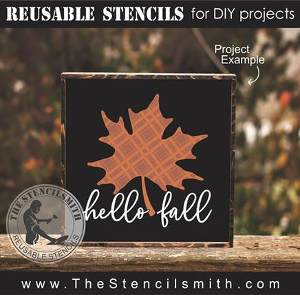 9016 - hello fall plaid leaf stencil - The Stencilsmith