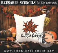 9016 - hello fall plaid leaf stencil - The Stencilsmith