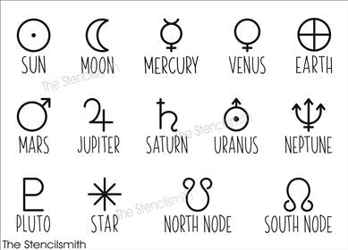 9031 Planet Symbols Stencil - The Stencilsmith