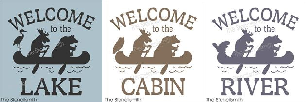 9090 Welcome moose bear canoe stencil - The Stencilsmith