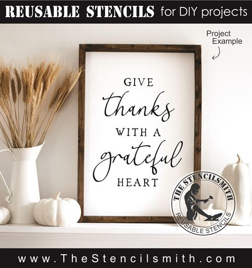 9124 give thanks with a grateful heart stencil - The Stencilsmith