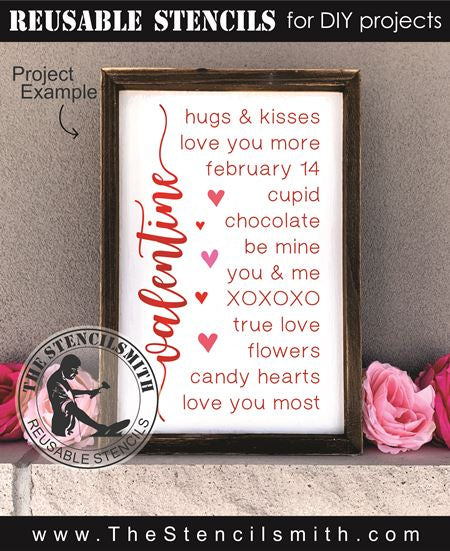 20 Pieces Valentine's Day Stencils, 3.5 x 4 Inch Love Heart Words Valentine  Stencils for Painting on Wood Reusable Holiday Template Stencils for Wood