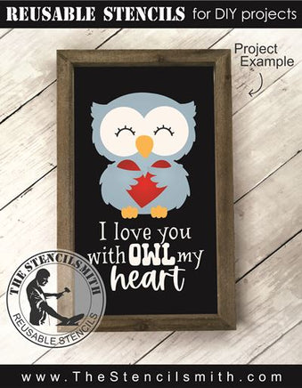 9263 I love you with OWL my heart stencil - The Stencilsmith