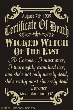 1552 - Certificate Of Death Wicked Witch - The Stencilsmith