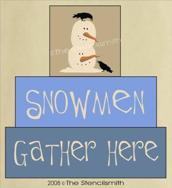 261 - Snowmen Gather Here - block set - The Stencilsmith