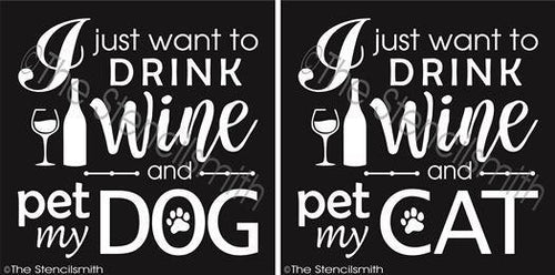 3160 - I just want to drink WINE and pet - The Stencilsmith