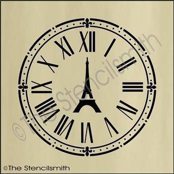 3366 - Eiffel Tower Roman Numeral Clock Face - The Stencilsmith