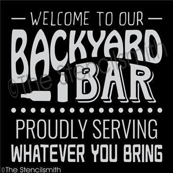 3419 - welcome to our Backyard Bar - The Stencilsmith