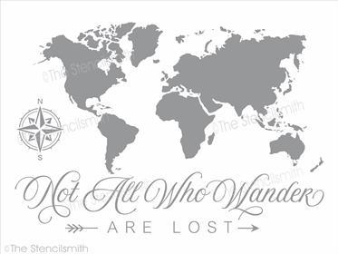 4282 - World Map - not all who wander - The Stencilsmith