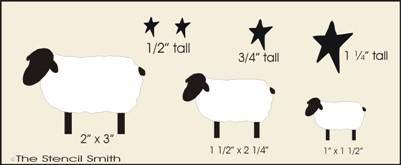 SHEEP - 3 Sizes PRIMTIVE Stars -3 Sz - The Stencilsmith