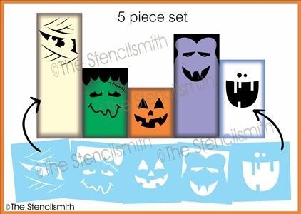 6218 - Halloween Faces - 5pc set - The Stencilsmith