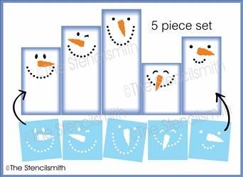6395 - Snowmen Faces - 5pc set - The Stencilsmith