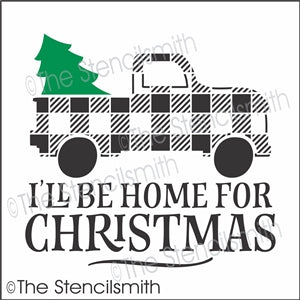 6437 - I'll be home for Christmas (plaid truck) - The Stencilsmith