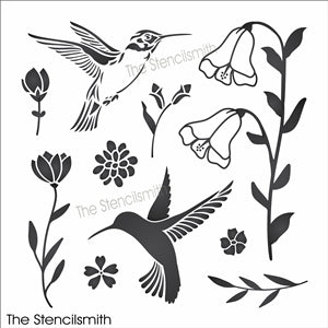 7371 - Hummingbirds & Flowers - The Stencilsmith