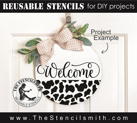 7965 - Welcome (cow print) - The Stencilsmith