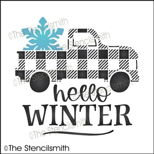 7068 - hello winter (plaid truck) - The Stencilsmith
